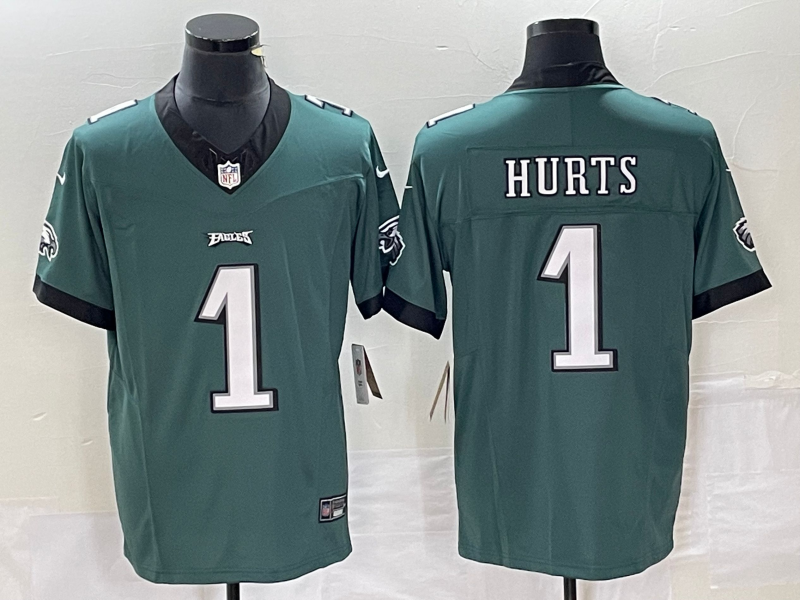 Men's Philadelphia Eagles Jalen Hurts #1 Midnight Green Jersey